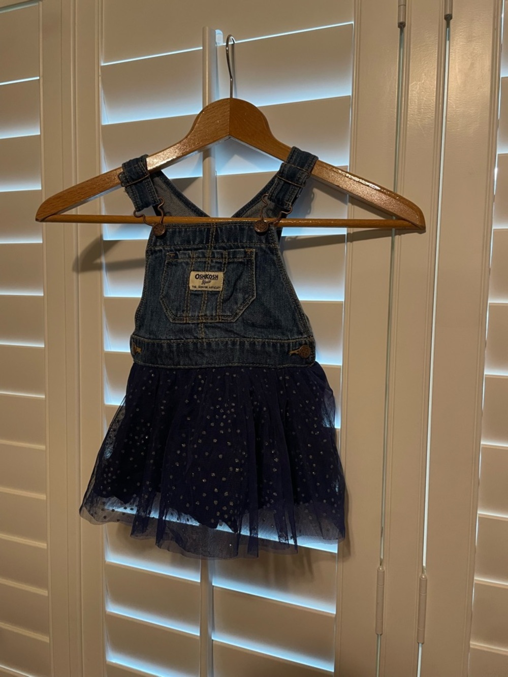 Oshkosh Denim and Tulle Overall Dress, size 18m